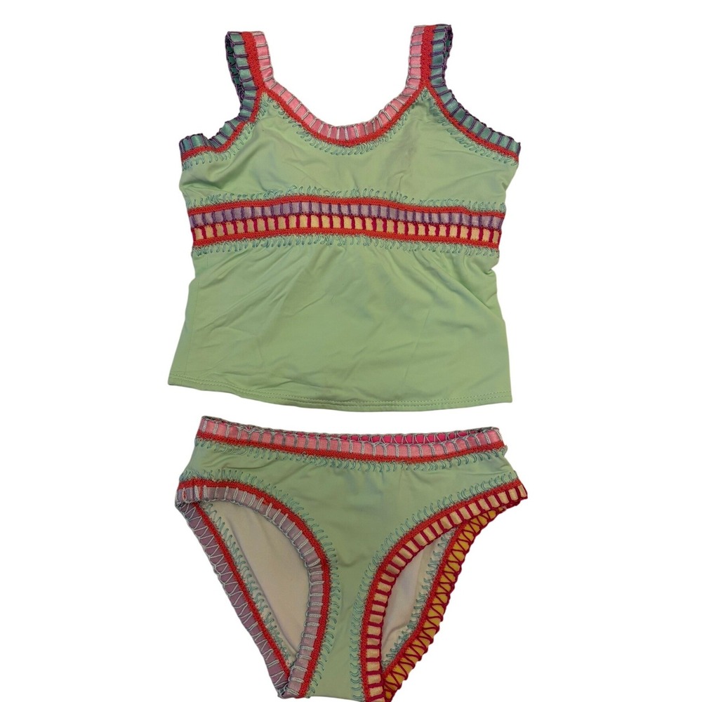 Platinum Swimwear Girls  Size 6 Two-Piece Swimsuit – Mint Green